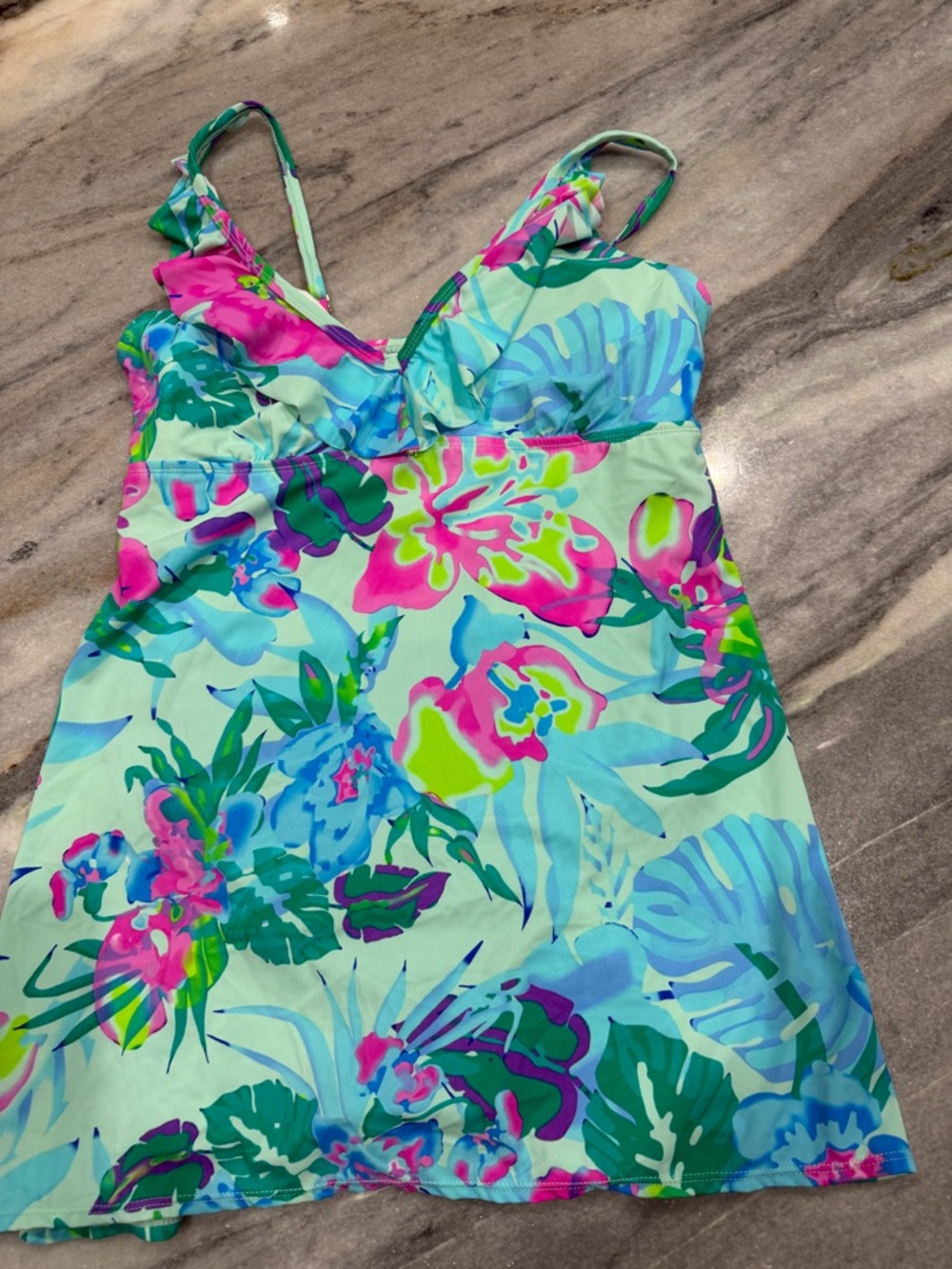 Tropical Floral One-Piece Swimsuit - Mint Multi